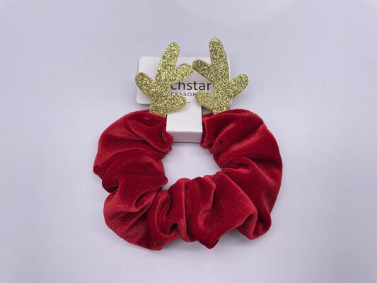 Red Christmas Reindeer Hair Scrunchie Elastic Multipurpose Durable