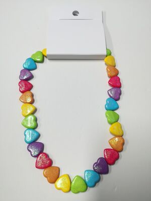 Multicolor Heart Beaded Bracelet , Practical Childrens Rainbow Bracelet
