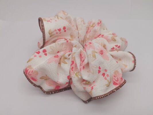 Charming Hair Accessories Pink Scrunchie With Flower Pattern And Various Designs
