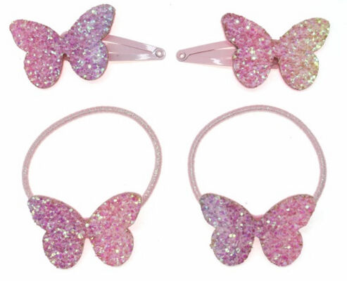 Glitter Butterfly Hair Tie and Hair Clip for Girls Accessories
