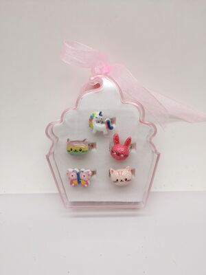Children's Animal Rings Set with Customized Boxes and Delicate Packaging