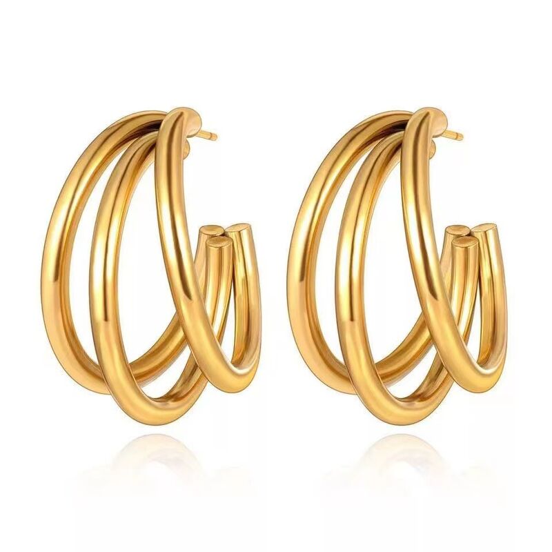 Round Wire Round C-Shape Women's Geometric Stud Earrings