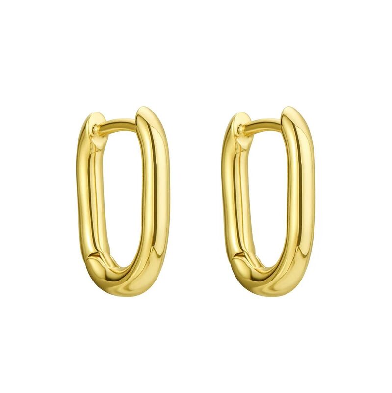 Unisex Oval Gold Finish Earrings Gold Plated Earrings For Women Sensitive Ears