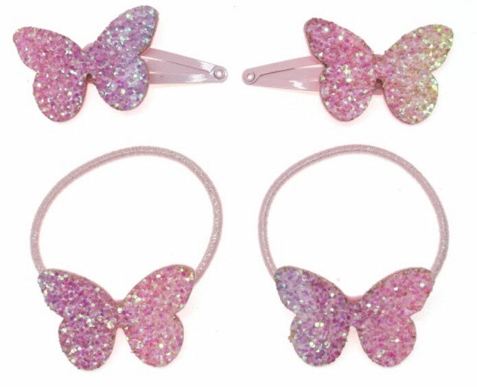 Glitter Butterfly Hair Tie and Hair Clip for Girls Accessories