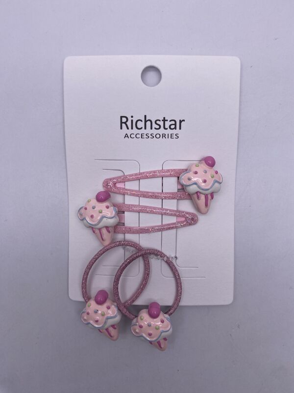 Kids Ice-cream Hair Clips with Iron Bow Hair Clips and Hair Tie For Girls