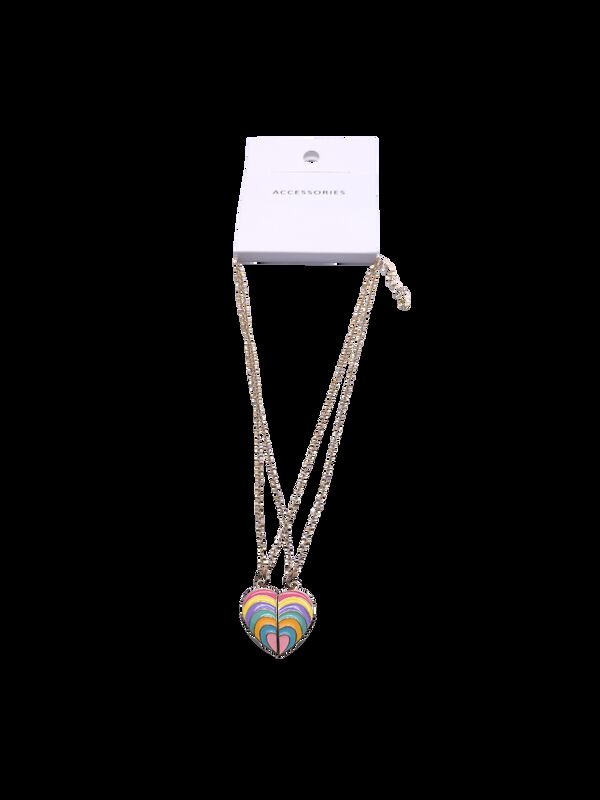 Fashion Creative Childrens Rainbow Necklace Colorful Enamel Butterfly Heart Necklace Friendship Necklace