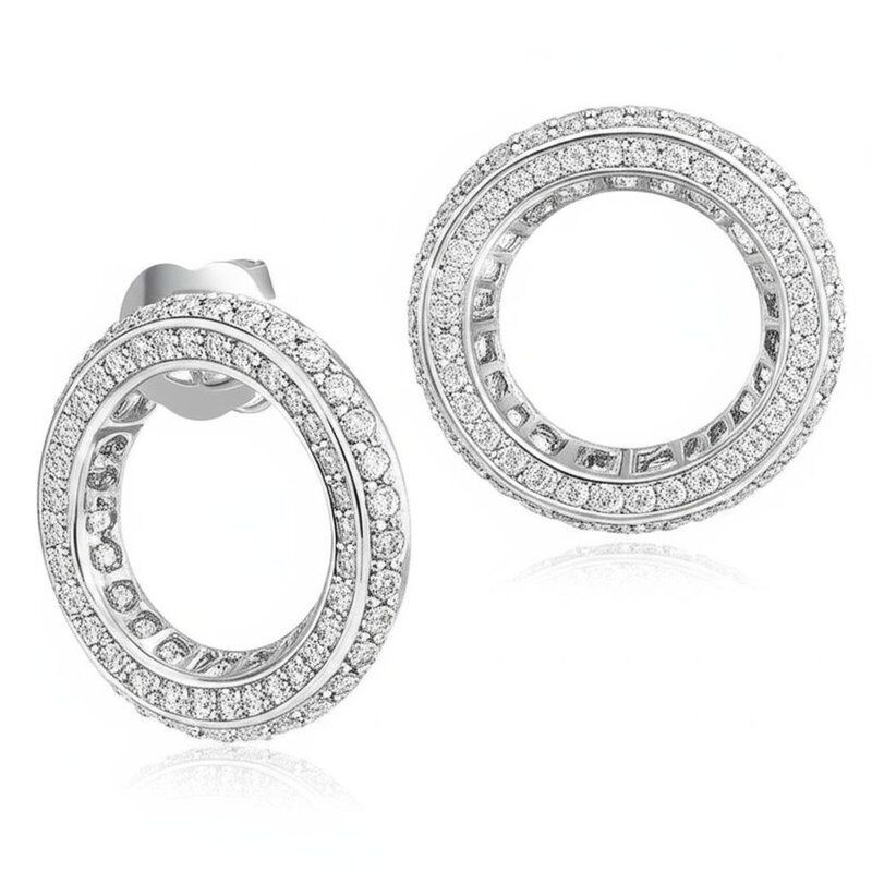 Upgrade Your Jewelry Collection with Large Full Pave Diamond Earrings in Polished Finish